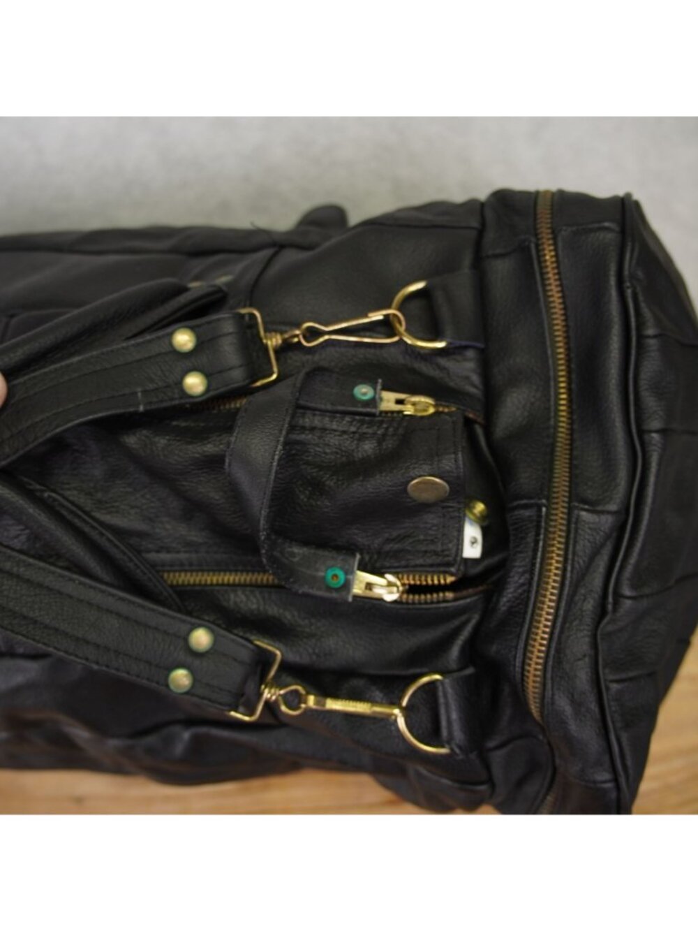 Vintage Genuine Leather Duffel Bag Patchwork 21"x11"x11" Travel Mexican Made - Picture 5 of 14